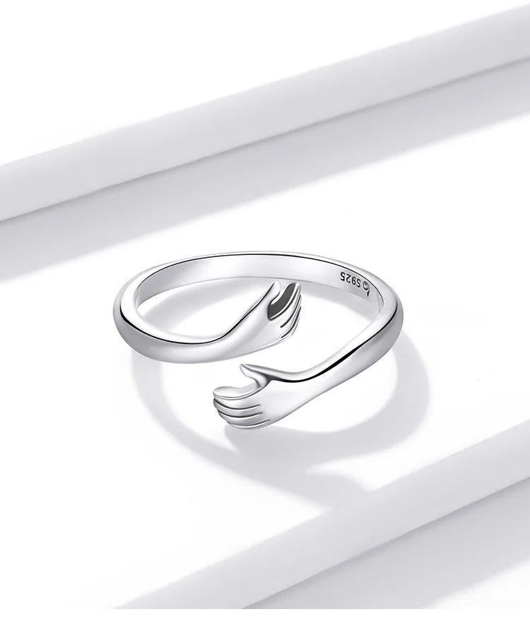 Sterling Silver Hug Heart Ring