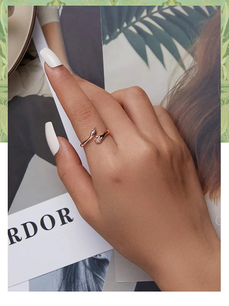 Sterling Silver Hug Heart Ring