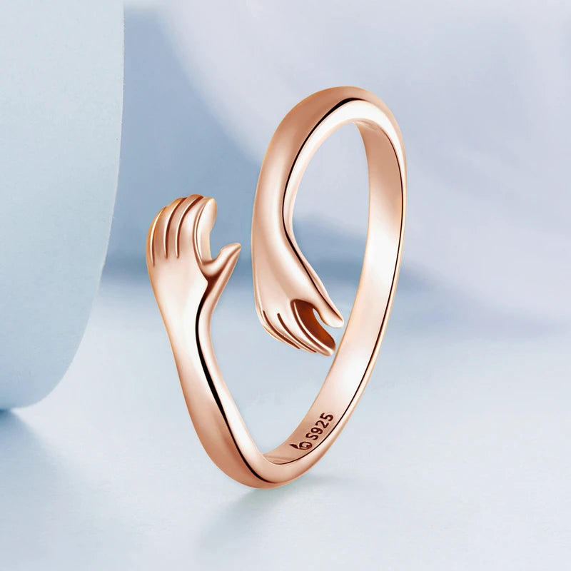 Sterling Silver Hug Heart Ring