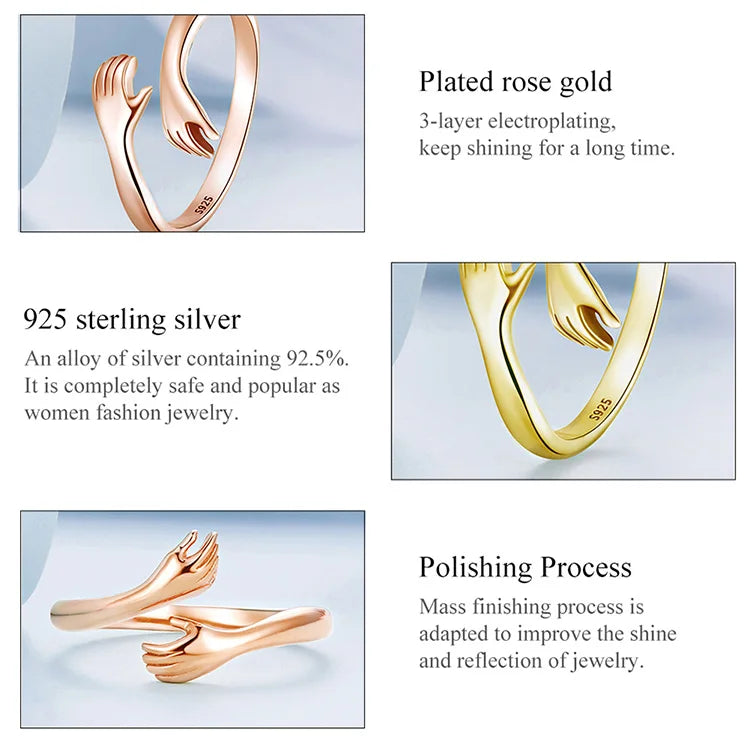 Sterling Silver Hug Heart Ring