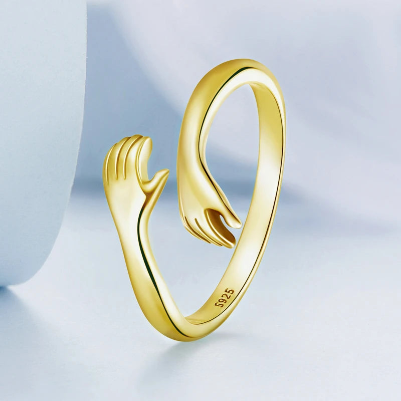Sterling Silver Hug Heart Ring