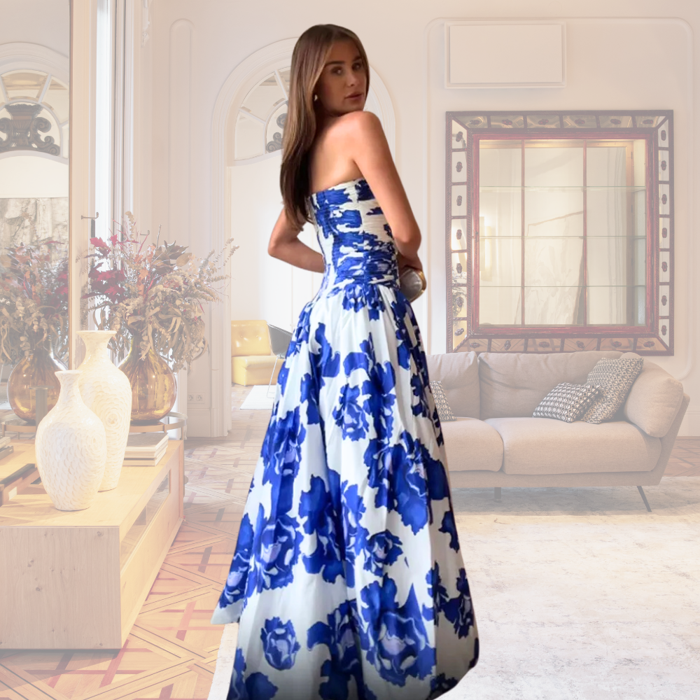 Azure Bloom Evening Dress