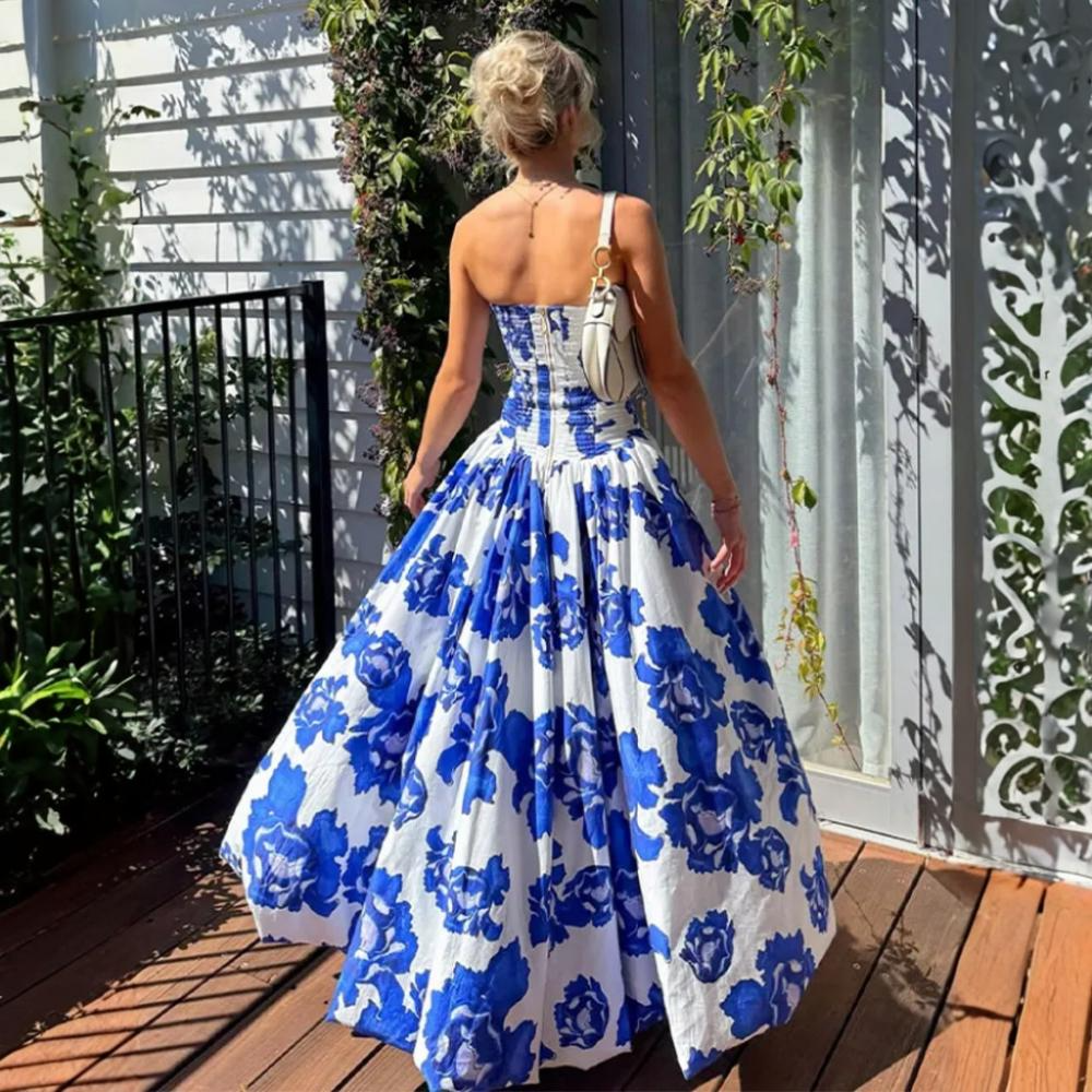 Azure Bloom Evening Dress