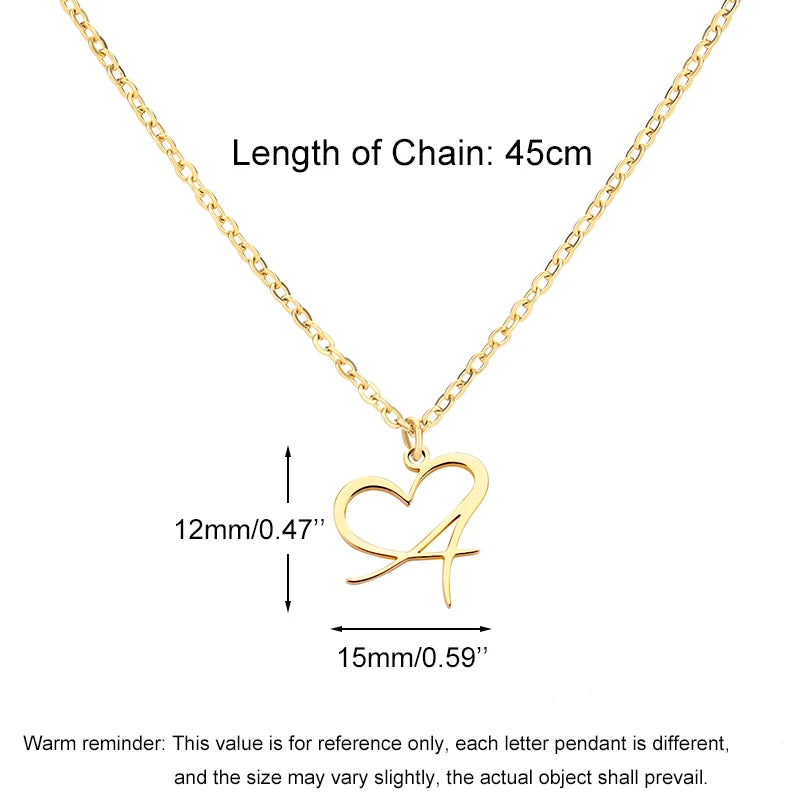 Golden Heart Initial Necklace