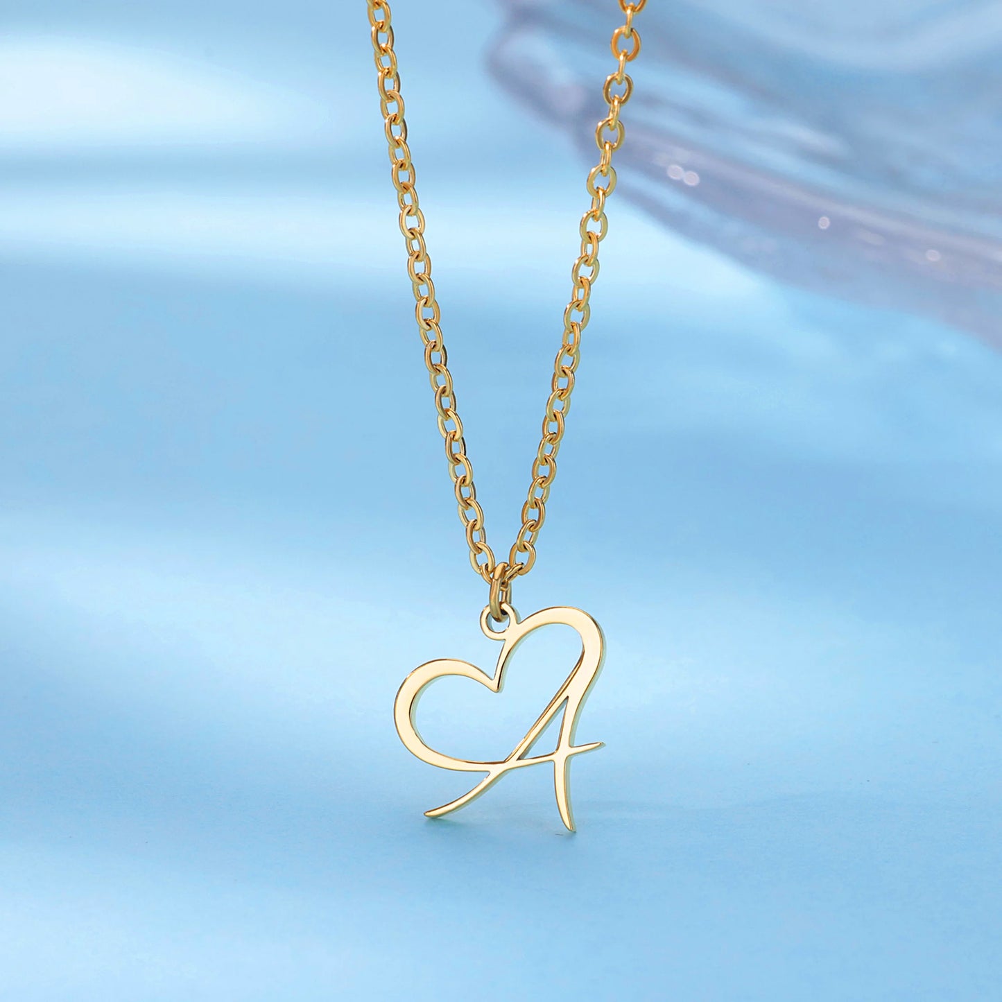 Golden Heart Initial Necklace