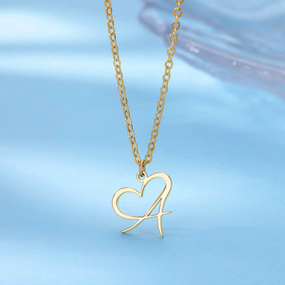 Golden Heart Initial Necklace