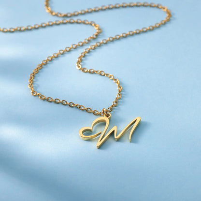 Golden Heart Initial Necklace