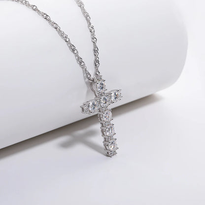Elegant Cross Moissanite Necklace