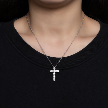 Elegant Cross Moissanite Necklace