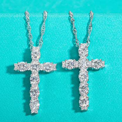 Elegant Cross Moissanite Necklace