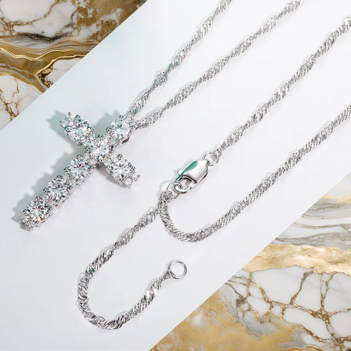 Elegant Cross Moissanite Necklace