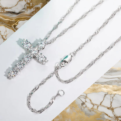 Elegant Cross Moissanite Necklace
