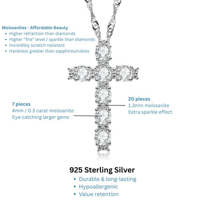 Elegant Cross Moissanite Necklace