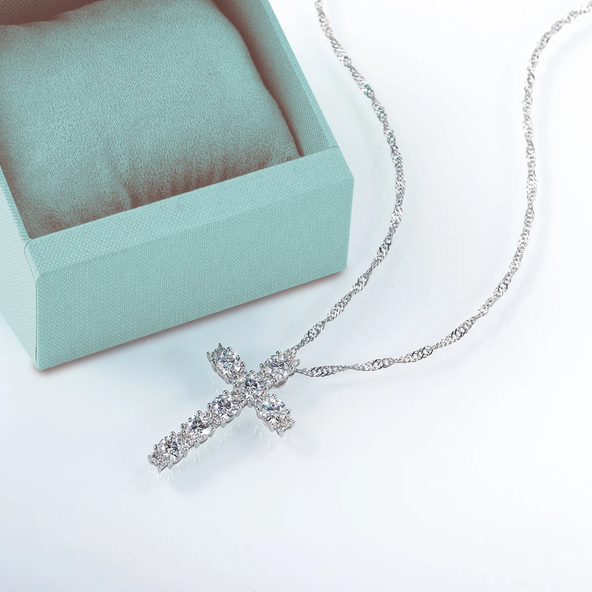 Elegant Cross Moissanite Necklace